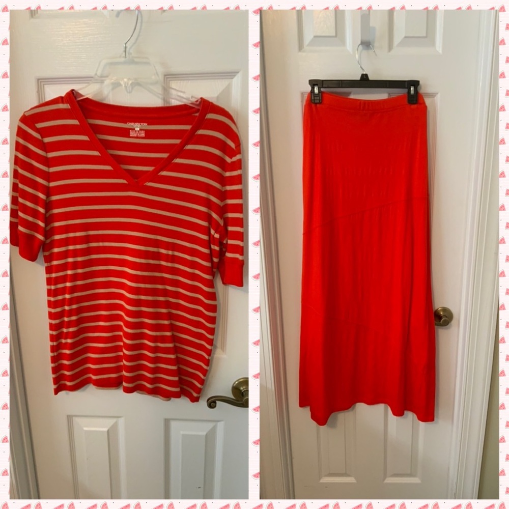 Jones New York Maxi Skirt and Shirt Set